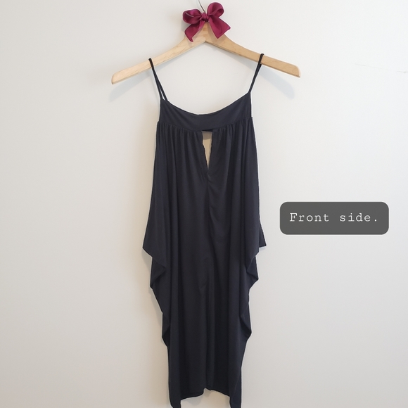 Black Waterfall Drape Dress - Picture 1 of 10